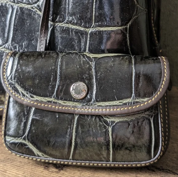 NWT Dooney and Bourke Croco Embossed Leather Green and Brown Bag - Picture 4 of 16